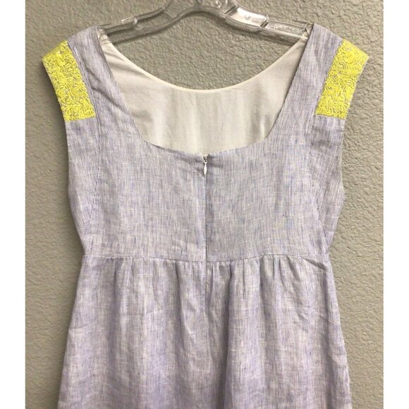 J. Crew Dress Linen White Blue Stripe Shift Women’s Size 2 Sleeveless Summer - Picture 5 of 12